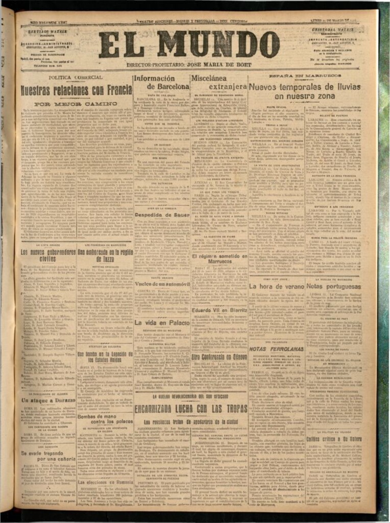 Miniatura de El Mundo del 13 de marzo de 1922 (edición de provincias)