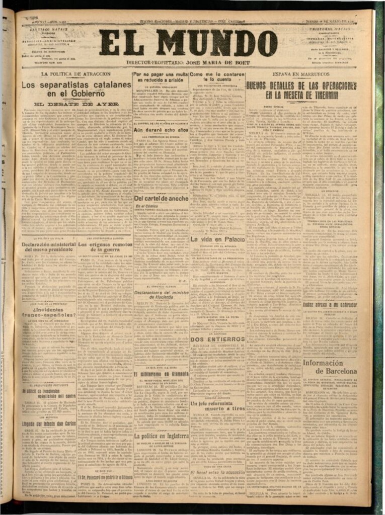 Miniatura de El Mundo del 16 de marzo de 1922 (edición de provincias)
