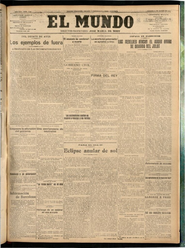 Miniatura de El Mundo del 17 de marzo de 1922 (edición de provincias)