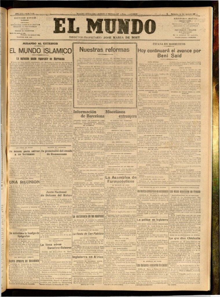 Miniatura de El Mundo del 18 de marzo de 1922