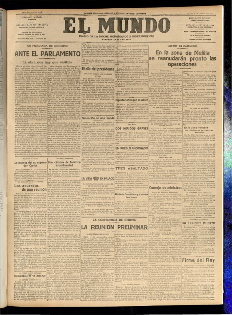 Miniatura de El Mundo del 4 de abril de 1922