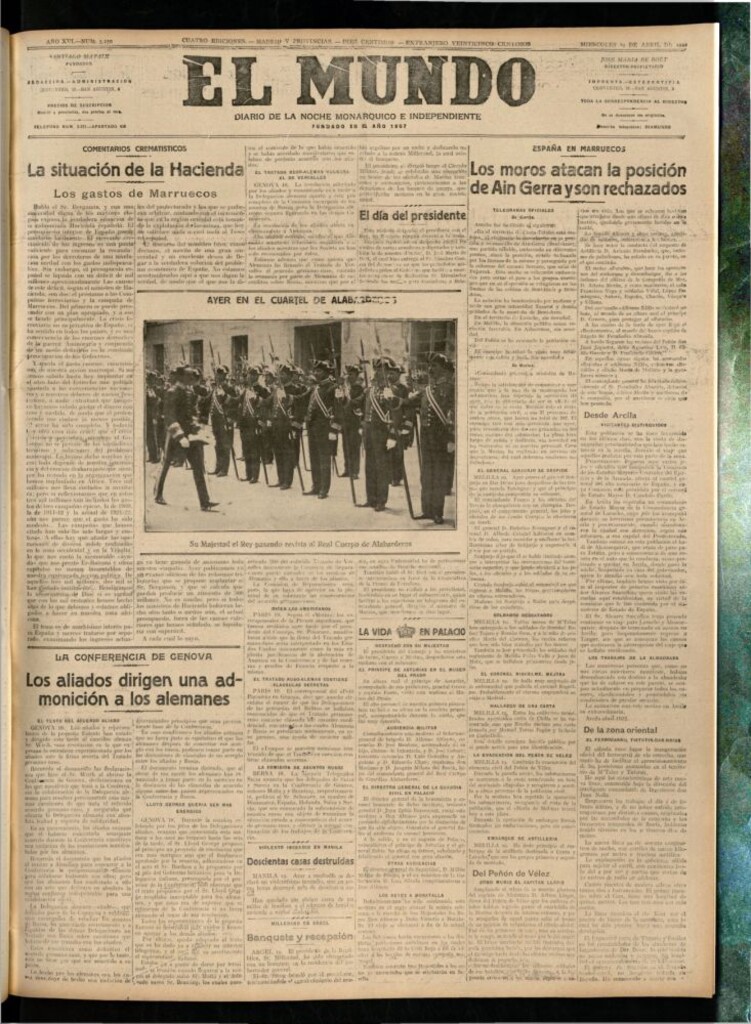 Miniatura de El Mundo del 19 de abril de 1922 (edición de provincias)