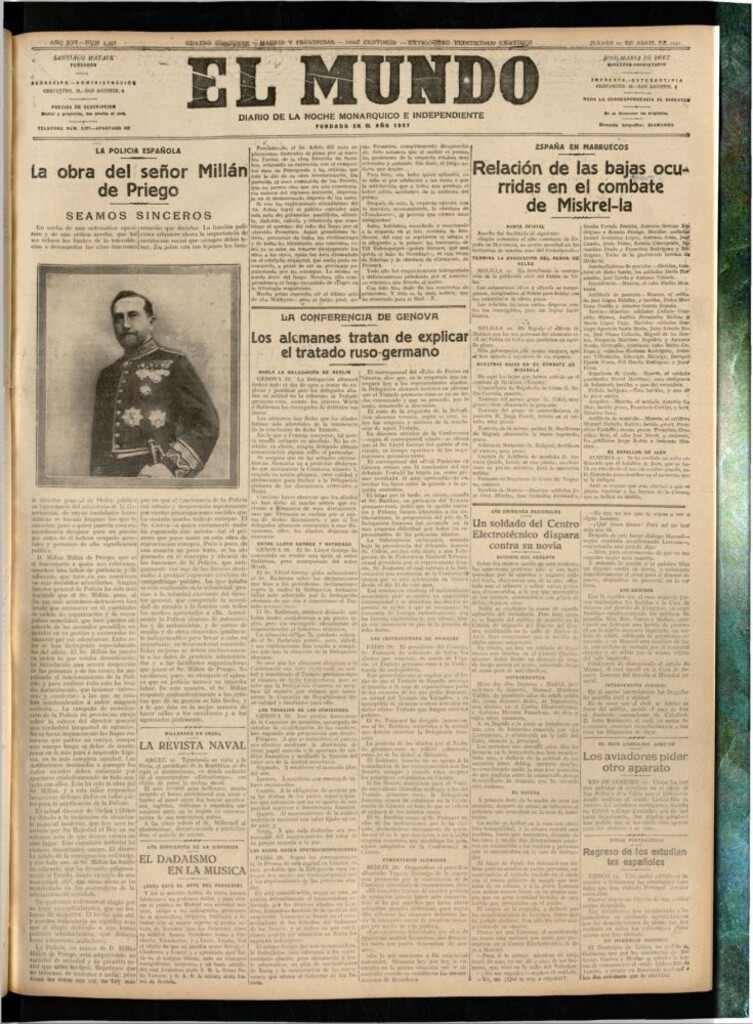 Miniatura de El Mundo del 20 de abril de 1922 (edición de provincias)