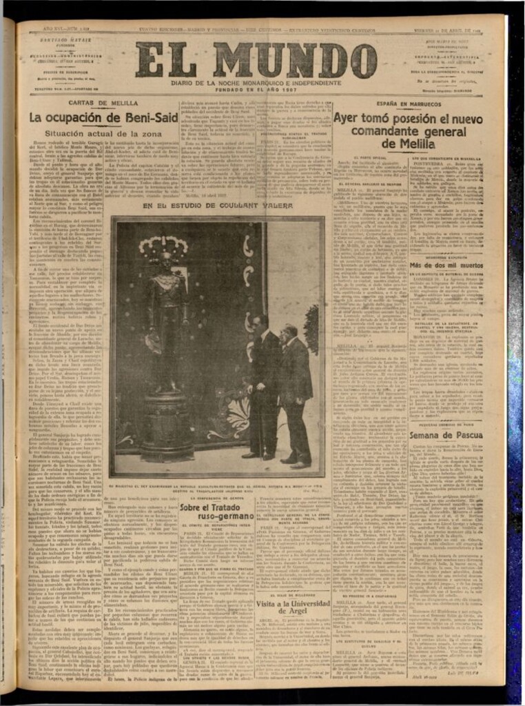 Miniatura de El Mundo del 21 de abril de 1922
