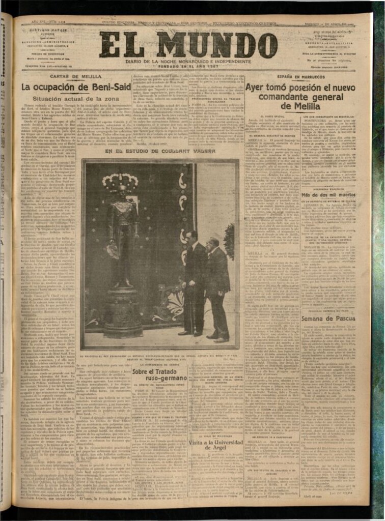 Miniatura de El Mundo del 21 de abril de 1922 (edición de provincias)