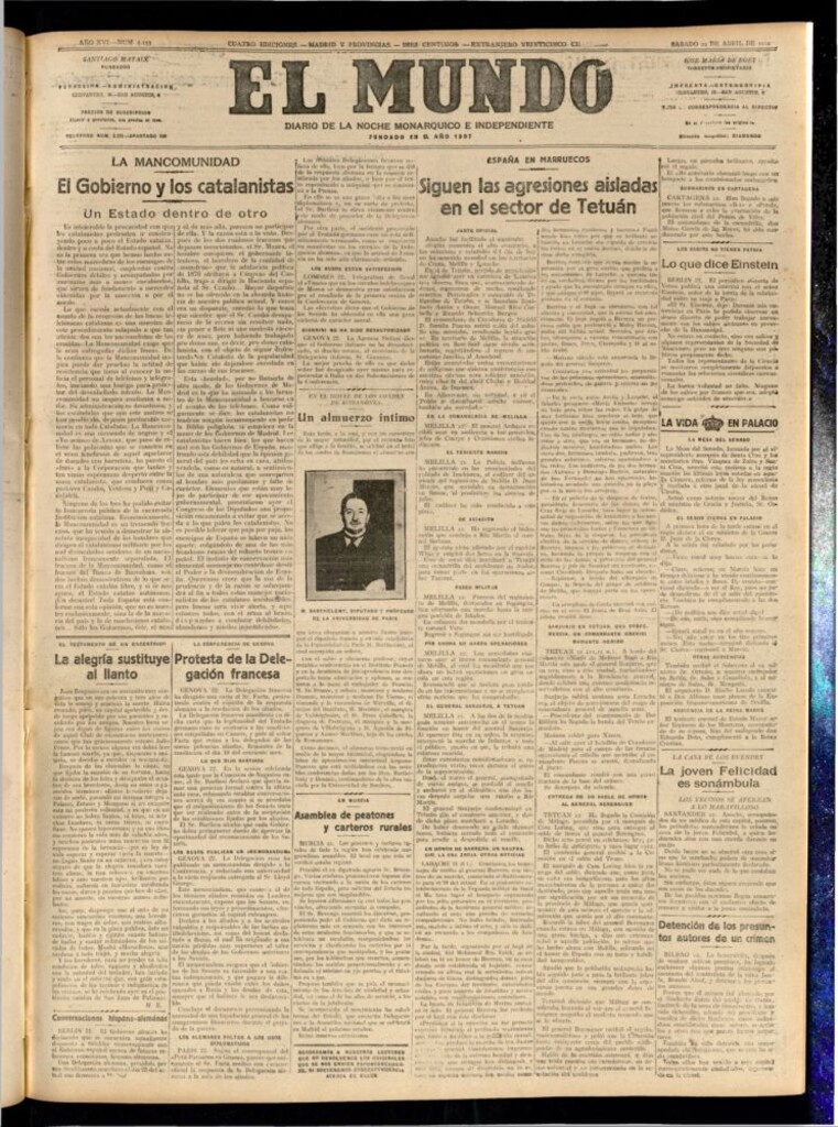 Miniatura de El Mundo del 22 de abril de 1922