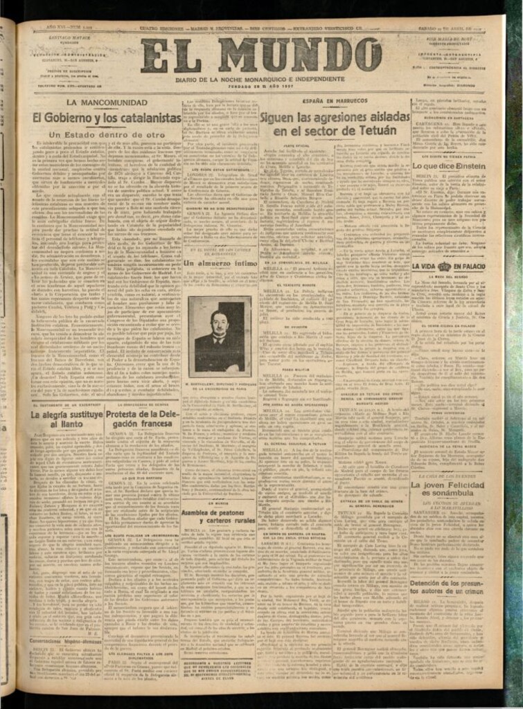 Miniatura de El Mundo del 22 de abril de 1922 (edición de provincias)