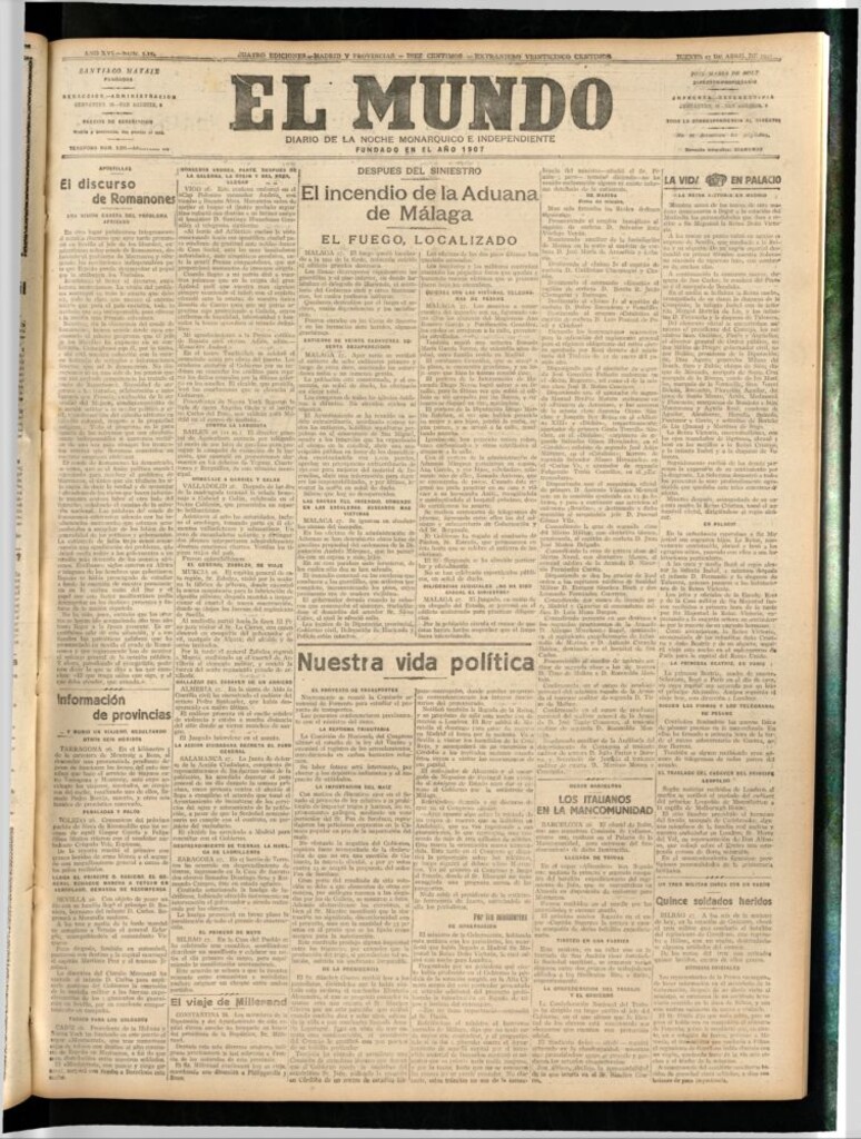 Miniatura de El Mundo del 27 de abril de 1922 (edición de provincias)