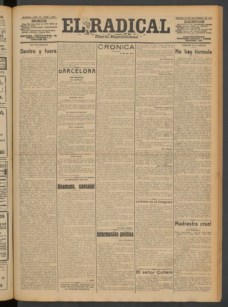 Miniatura de El Radical: diario republicano del 20 de noviembre de 1915