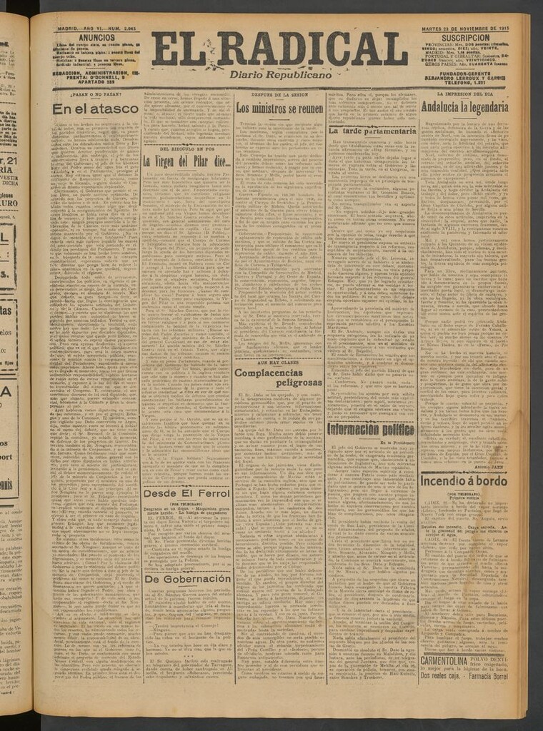 Miniatura de El Radical: diario republicano del 23 de noviembre de 1915