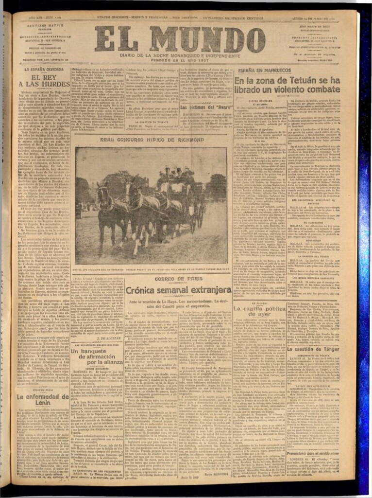 Miniatura de El Mundo del 19 de junio de 1922 (edición de provincias)