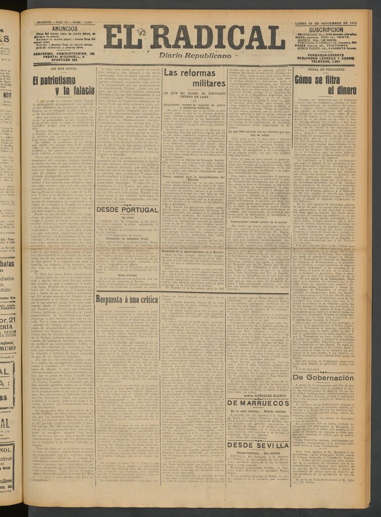 Miniatura de El Radical: diario republicano del 29 de noviembre de 1915