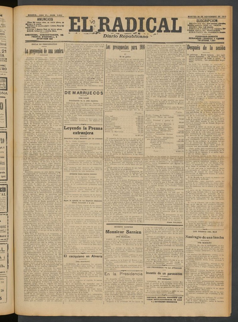 Miniatura de El Radical: diario republicano del 30 de noviembre de 1915