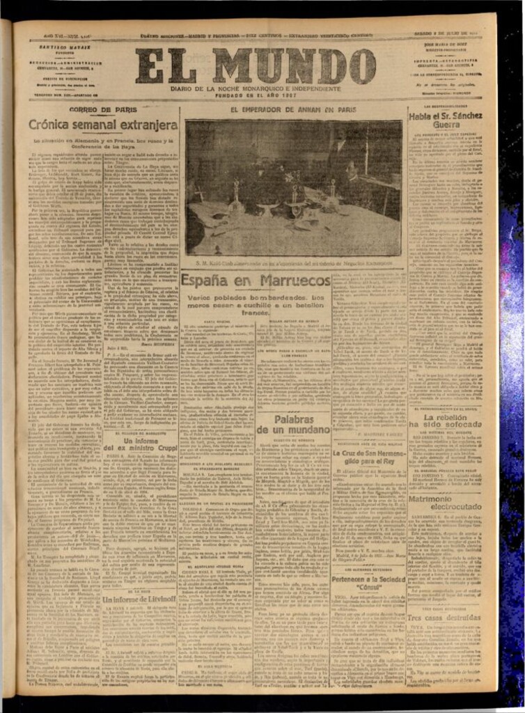 Miniatura de El Mundo del 8 de julio de 1922