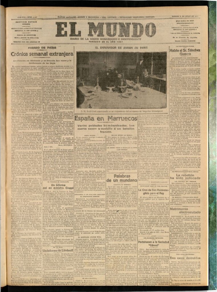 Miniatura de El Mundo del 8 de julio de 1922 (edición de provincias)