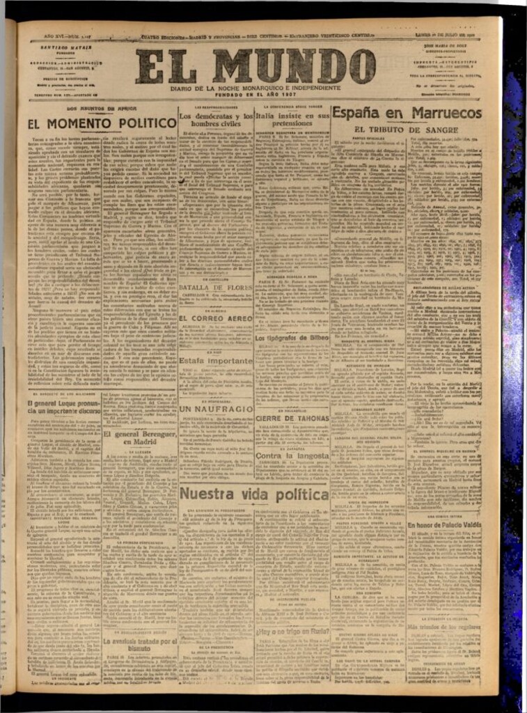 Miniatura de El Mundo del 10 de julio de 1922