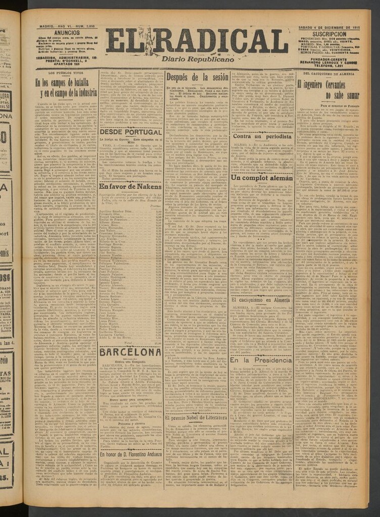 Miniatura de El Radical: diario republicano del 4 de diciembre de 1915