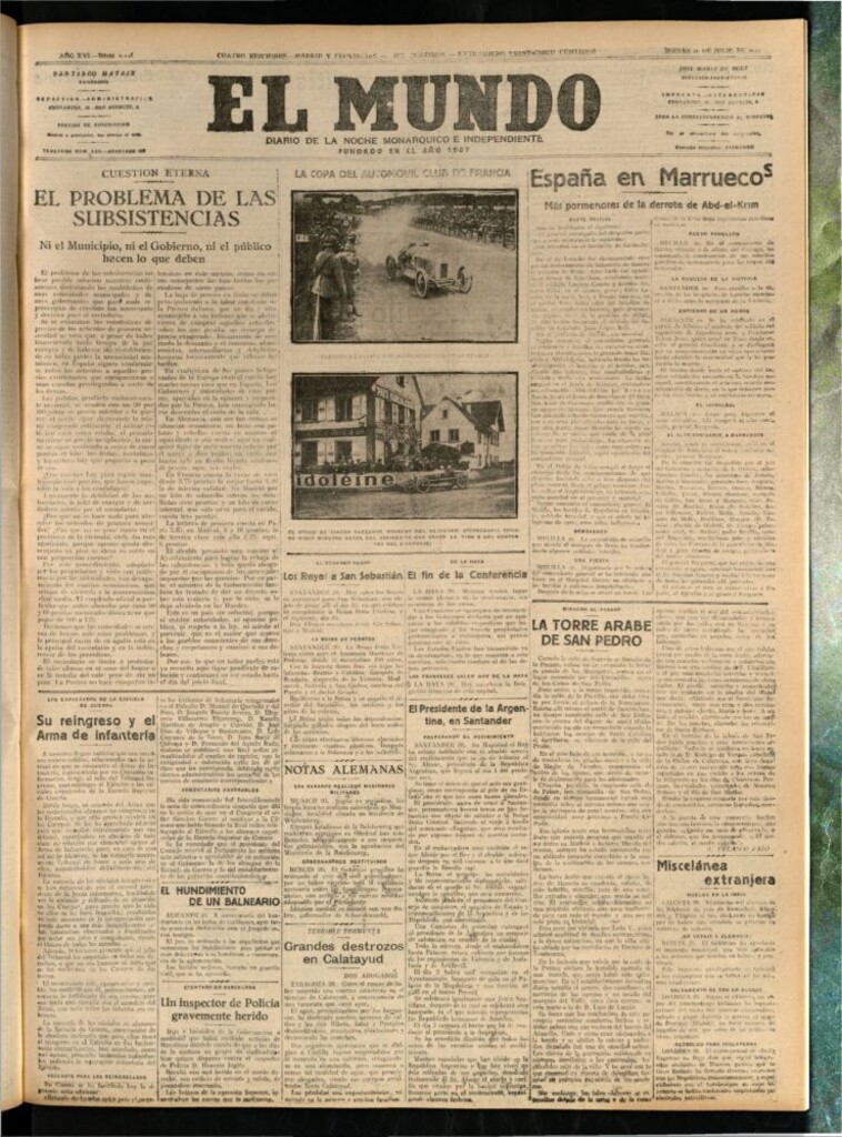 Miniatura de El Mundo del 20 de julio de 1922 (edición de provincias)