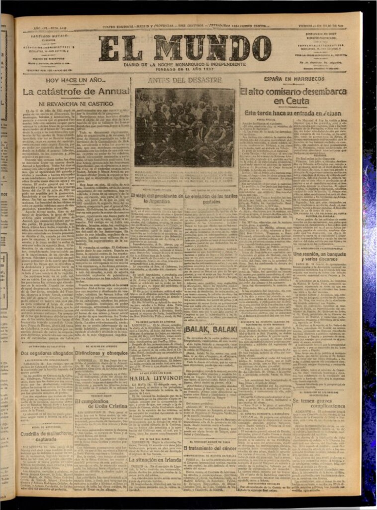 Miniatura de El Mundo del 21 de julio de 1922