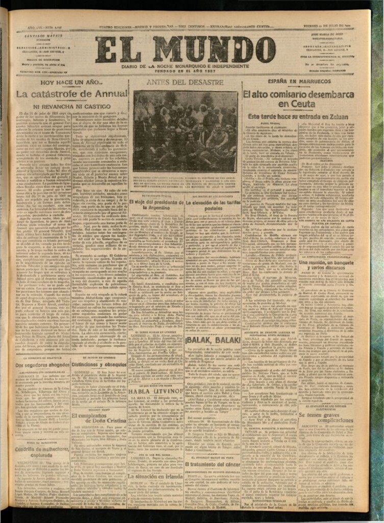 Miniatura de El Mundo del 21 de julio de 1922 (edición de provincias)
