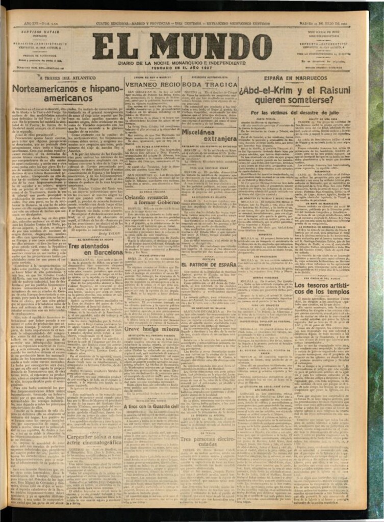 Miniatura de El Mundo del 25 de julio de 1922 (edición de provincias)