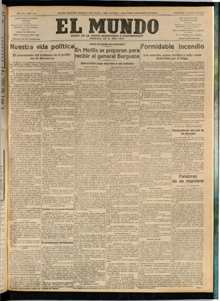 Miniatura de El Mundo del 26 de julio de 1922 (edición de provincias)