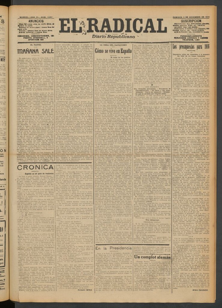 Miniatura de El Radical: diario republicano del 5 de diciembre de 1915