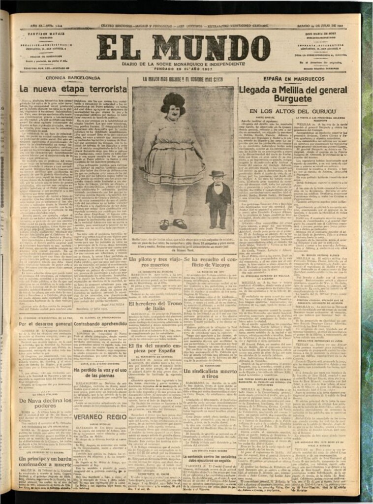 Miniatura de El Mundo del 29 de julio de 1922 (edición de provincias)