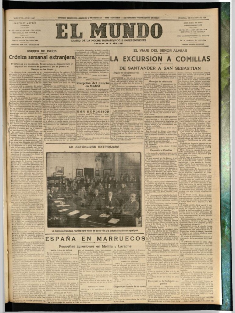 Miniatura de El Mundo del 3 de agosto de 1922 (edición de provincias)