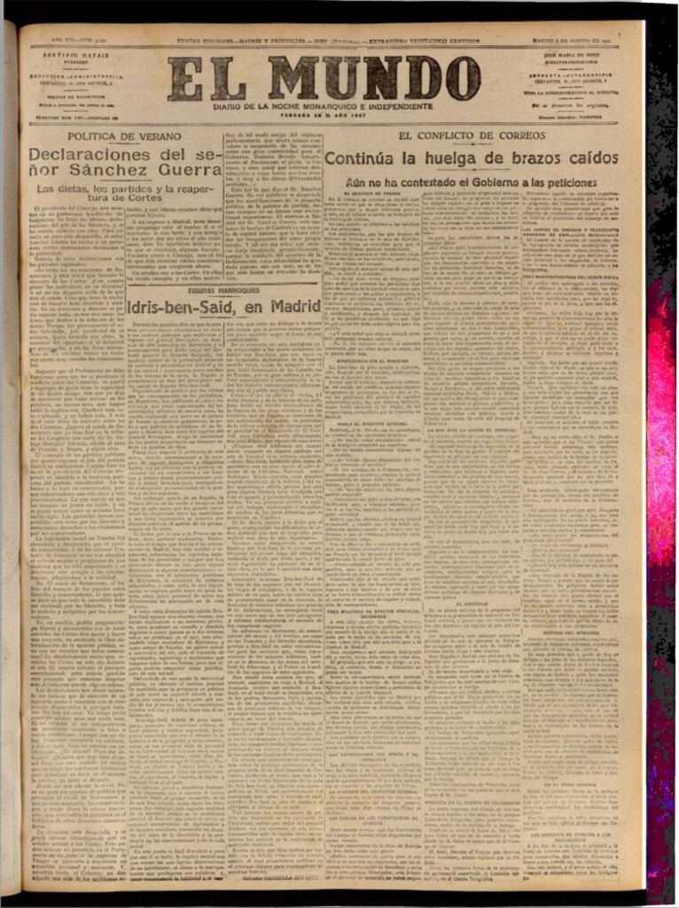 Miniatura de El Mundo del 8 de agosto de 1922