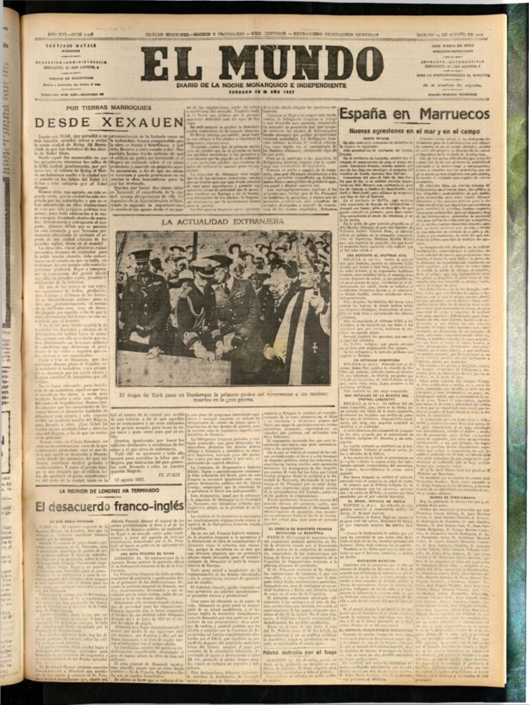 Miniatura de El Mundo del 15 de agosto de 1922 (edición de provincias)