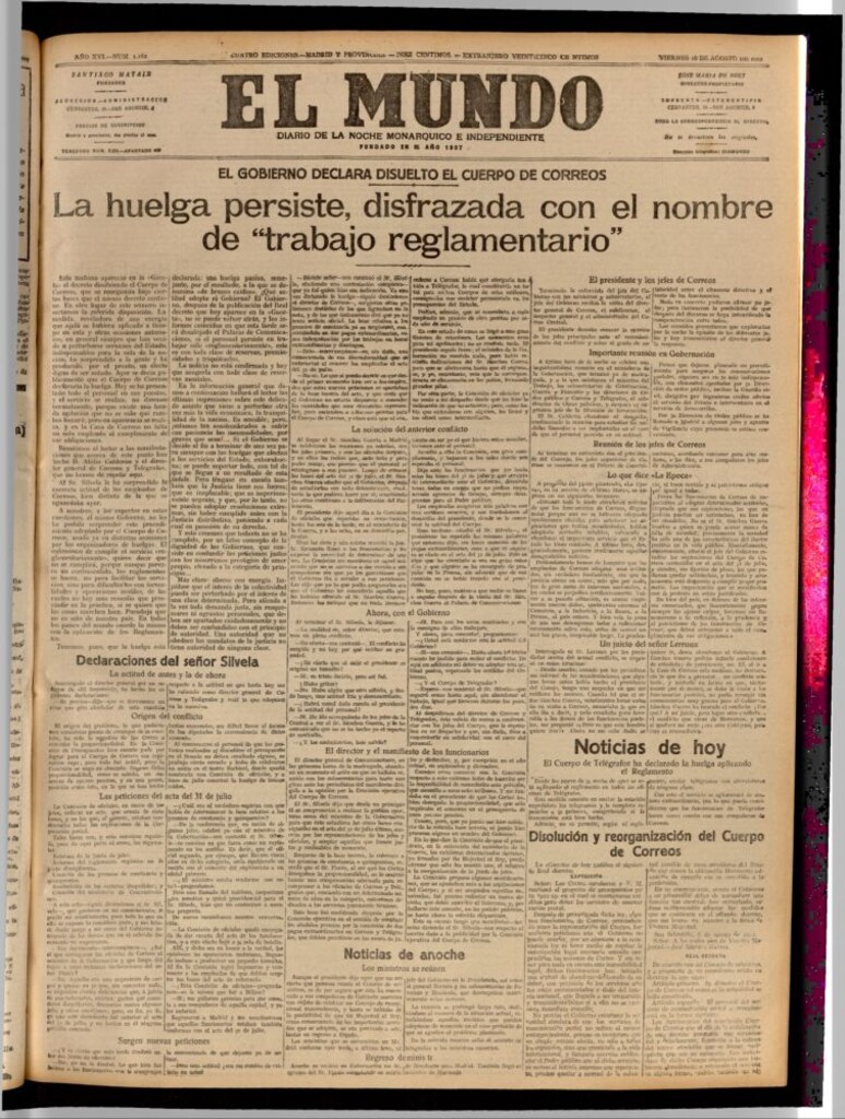 Miniatura de El Mundo del 18 de agosto de 1922