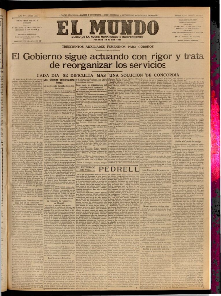 Miniatura de El Mundo del 21 de agosto de 1922