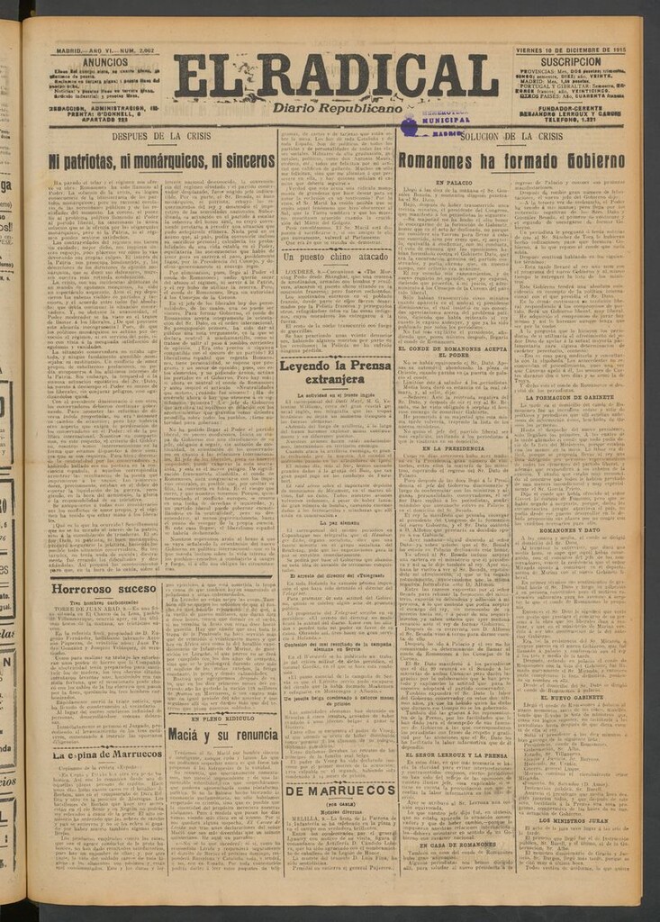 Miniatura de El Radical: diario republicano del 10 de diciembre de 1915