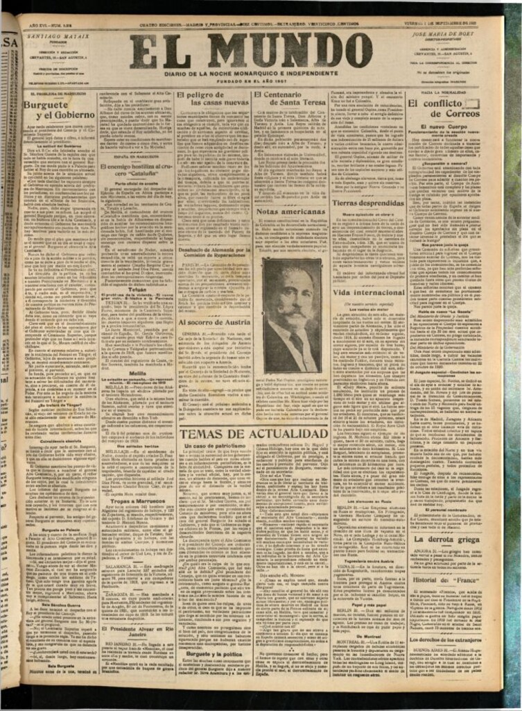 Miniatura de El Mundo del 1 de septiembre de 1922 (edición de provincias)