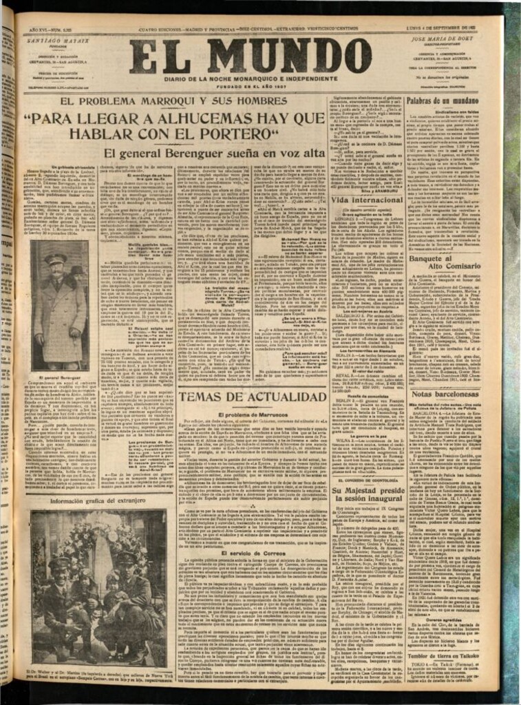Miniatura de El Mundo del 4 de septiembre de 1922 (edición de provincias)