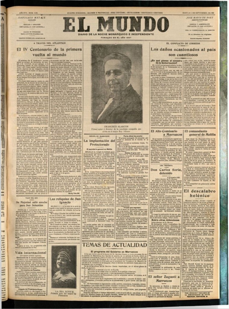 Miniatura de El Mundo del 5 de septiembre de 1922 (edición de provincias)