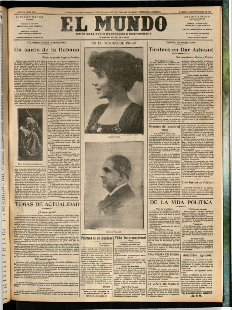 Miniatura de El Mundo del 9 de septiembre de 1922 (edición de provincias)