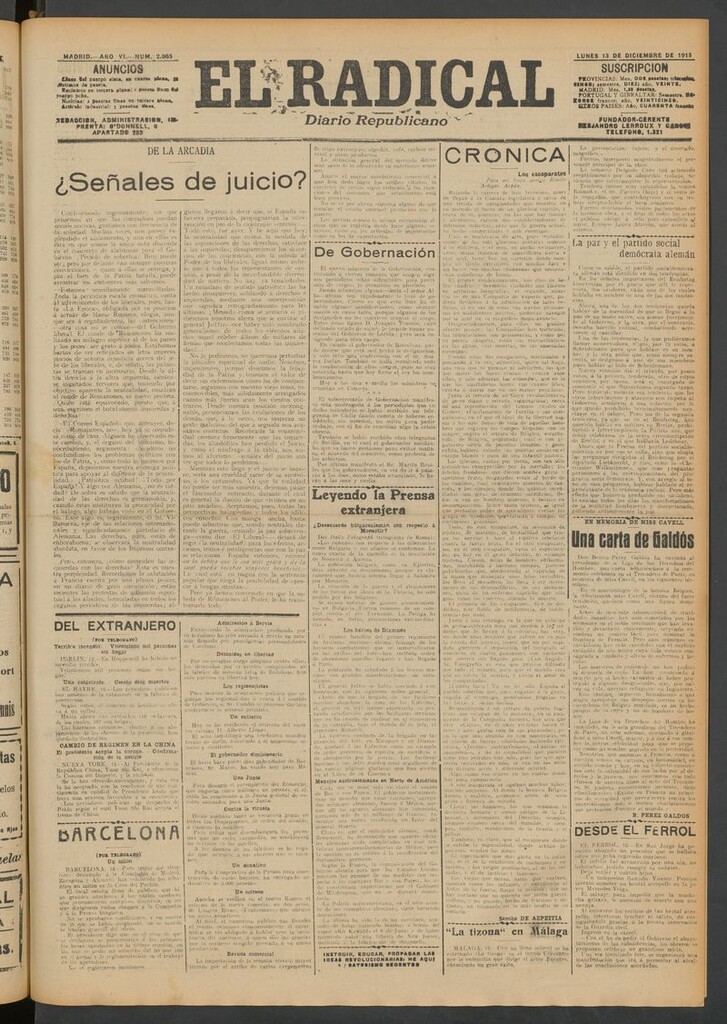 Miniatura de El Radical: diario republicano del 13 de diciembre de 1915