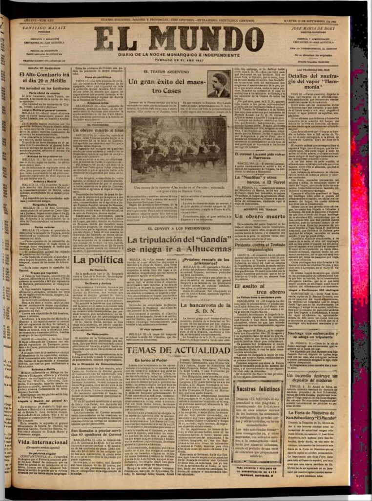 Miniatura de El Mundo del 12 de septiembre de 1922