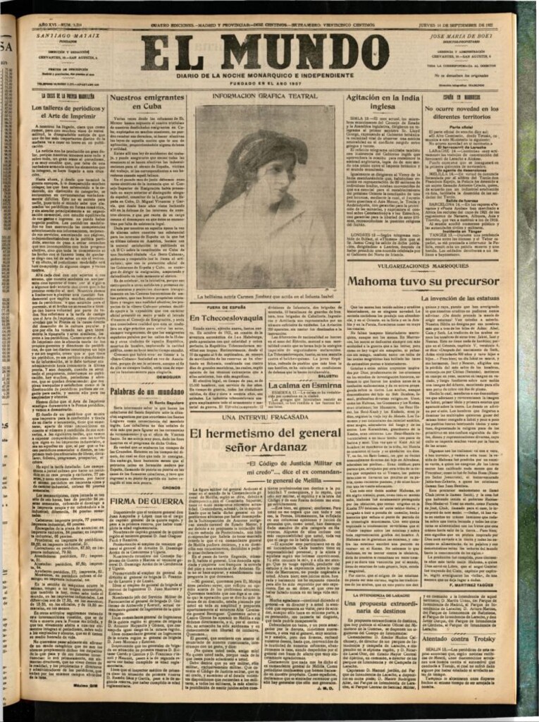Miniatura de El Mundo del 14 de septiembre de 1922 (edición de provincias)