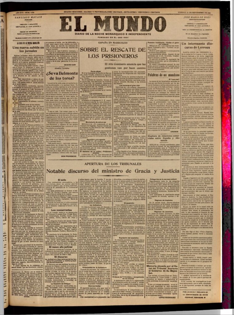 Miniatura de El Mundo del 15 de septiembre de 1922