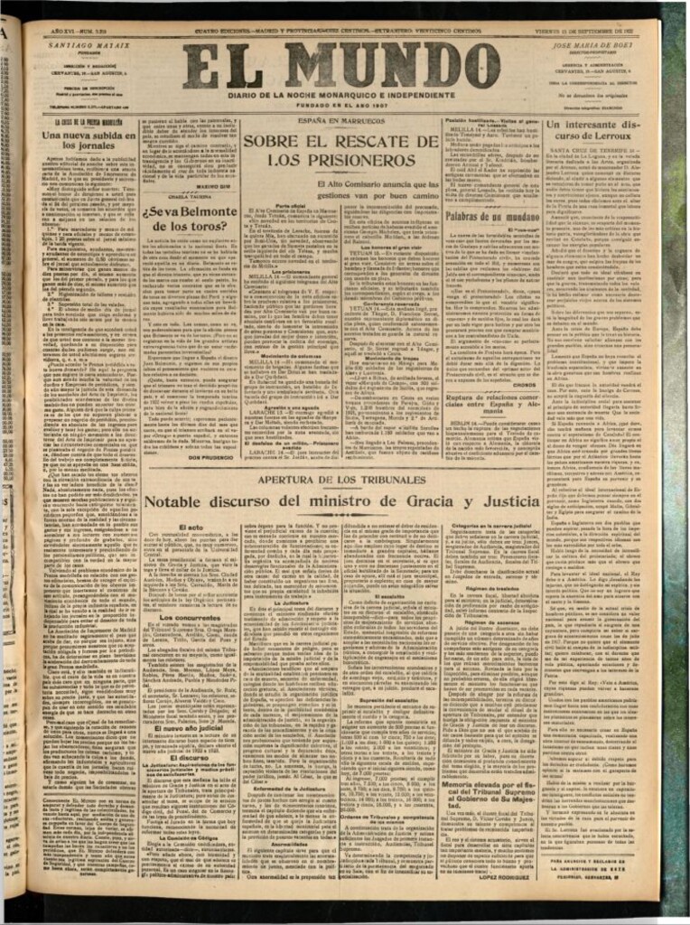 Miniatura de El Mundo del 15 de septiembre de 1922 (edición de provincias)