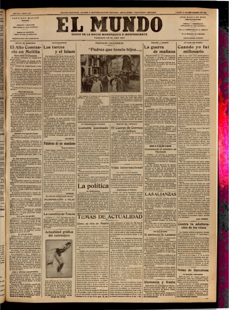 Miniatura de El Mundo del 18 de septiembre de 1922