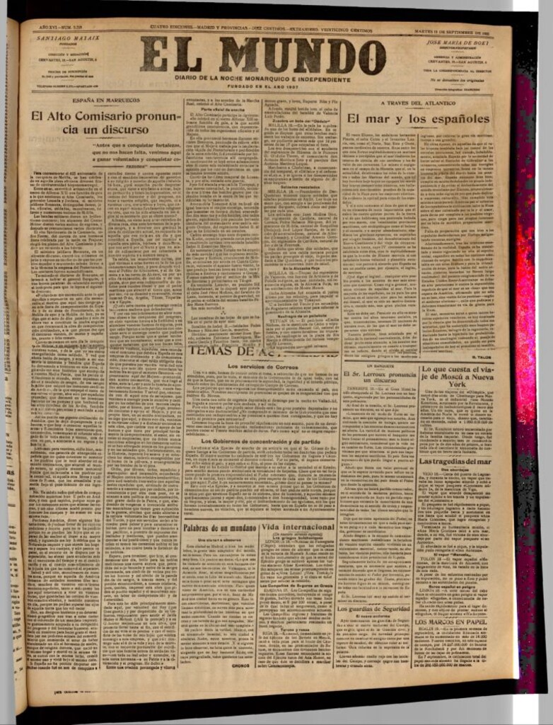 Miniatura de El Mundo del 19 de septiembre de 1922