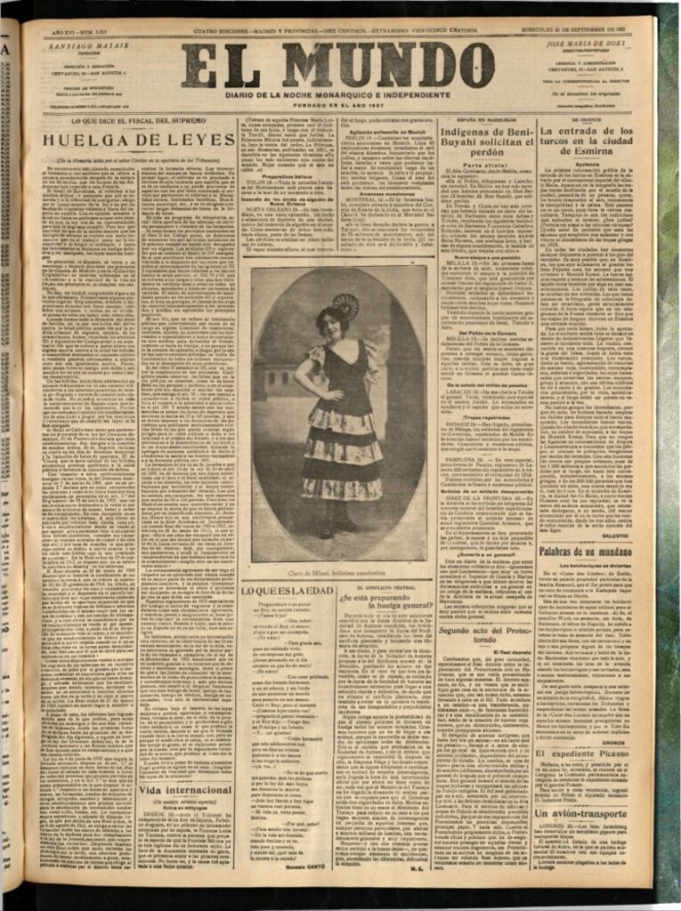 Miniatura de El Mundo del 20 de septiembre de 1922 (edición de provincias)
