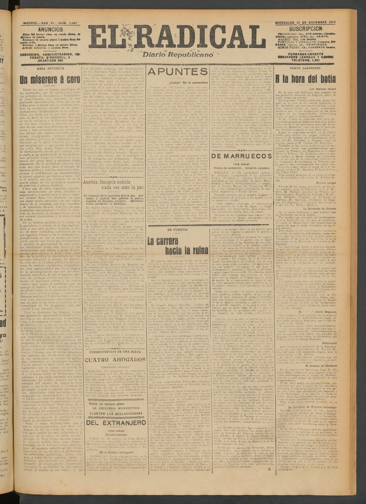 Miniatura de El Radical: diario republicano del 15 de diciembre de 1915