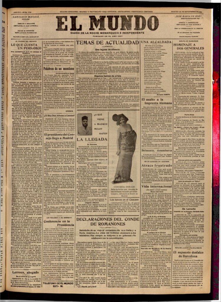 Miniatura de El Mundo del 26 de septiembre de 1922