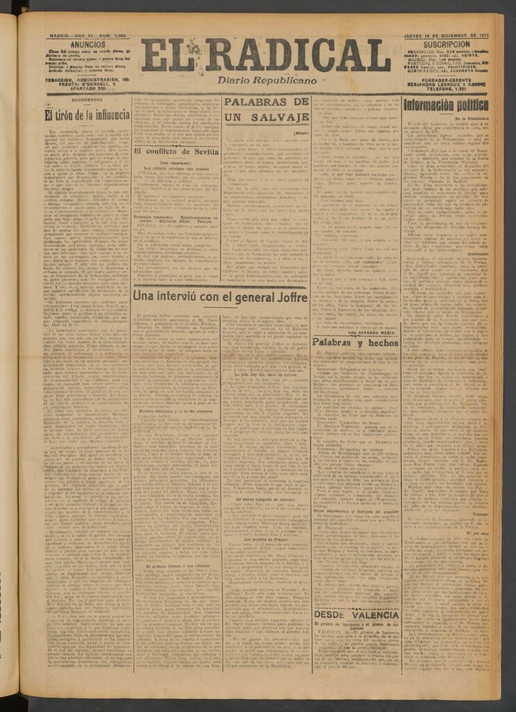 Miniatura de El Radical: diario republicano del 16 de diciembre de 1915