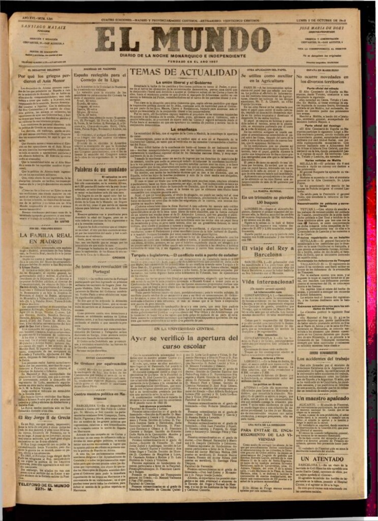 Miniatura de El Mundo del 2 de octubre de 1922